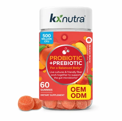 Persikų persikų probiotiniai prebiotiniai guminukai
