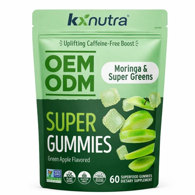 Žalioji supermaisto guma be kofeino