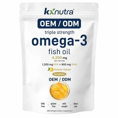 Trigubo stiprumo Omega 3 žuvų taukų papildai 4200mg vienai porcijai